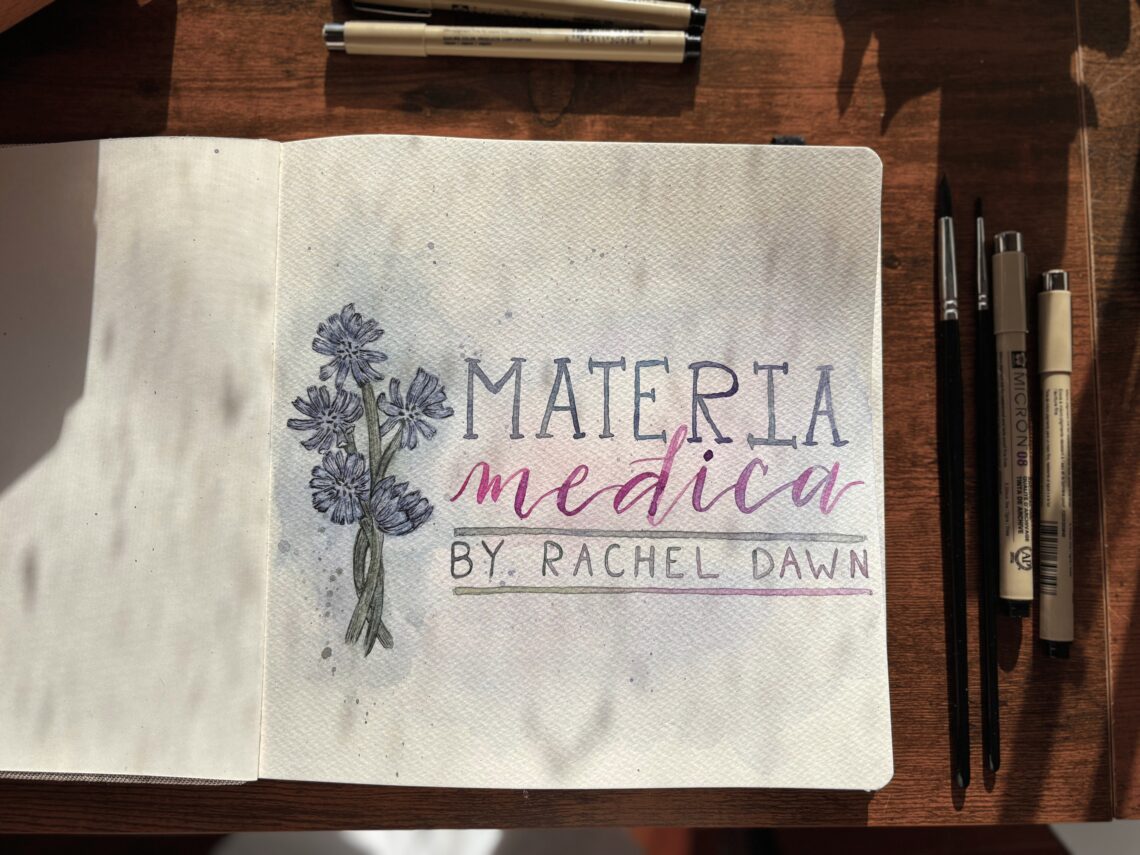 Materia Medica Painting sitting on a table