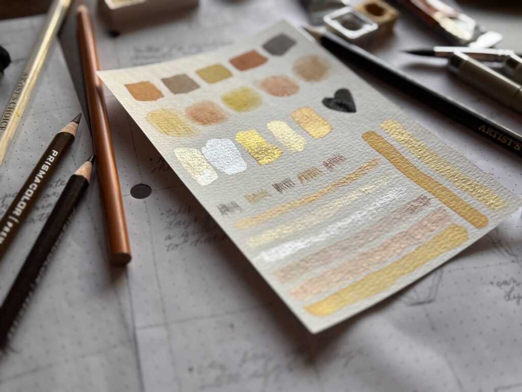 Watercolor palette painted on paper